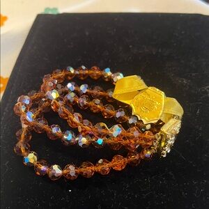 Vintage Laguna Gold Tone and Amber Beaded 3 strand Bracelet with tag!!!